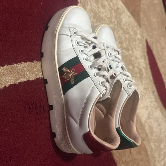 Authentic Gucci White and Red Chunky Platform Sneakers